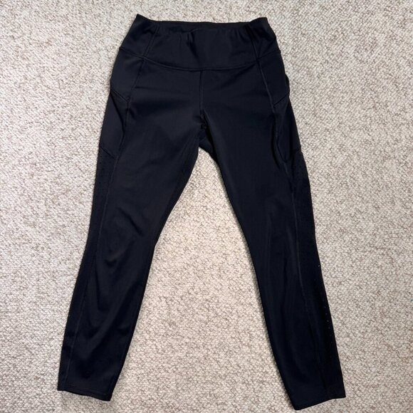 Athleta Womens Black Leggings Size Small S with zipper pockets and cutout design - Picture 1 of 10